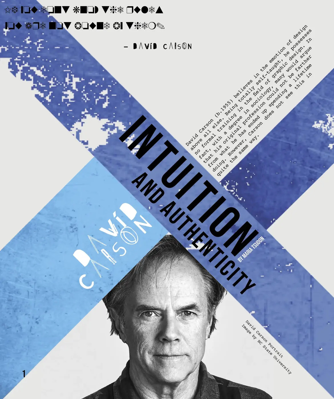 Spread one, page one: Intuition and Authenticity opening page