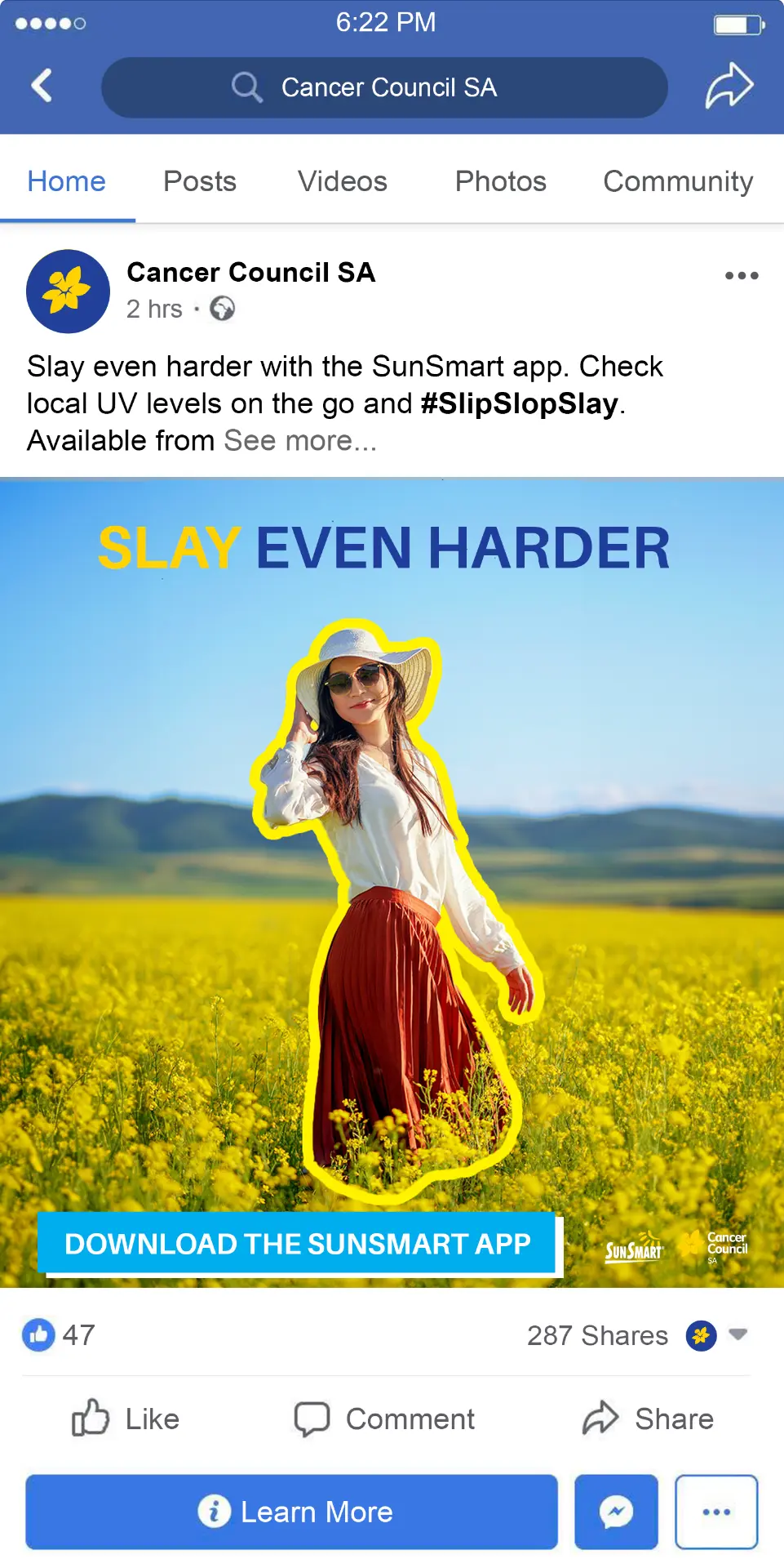 Facebook post: Slay even harder with the SunSmart app