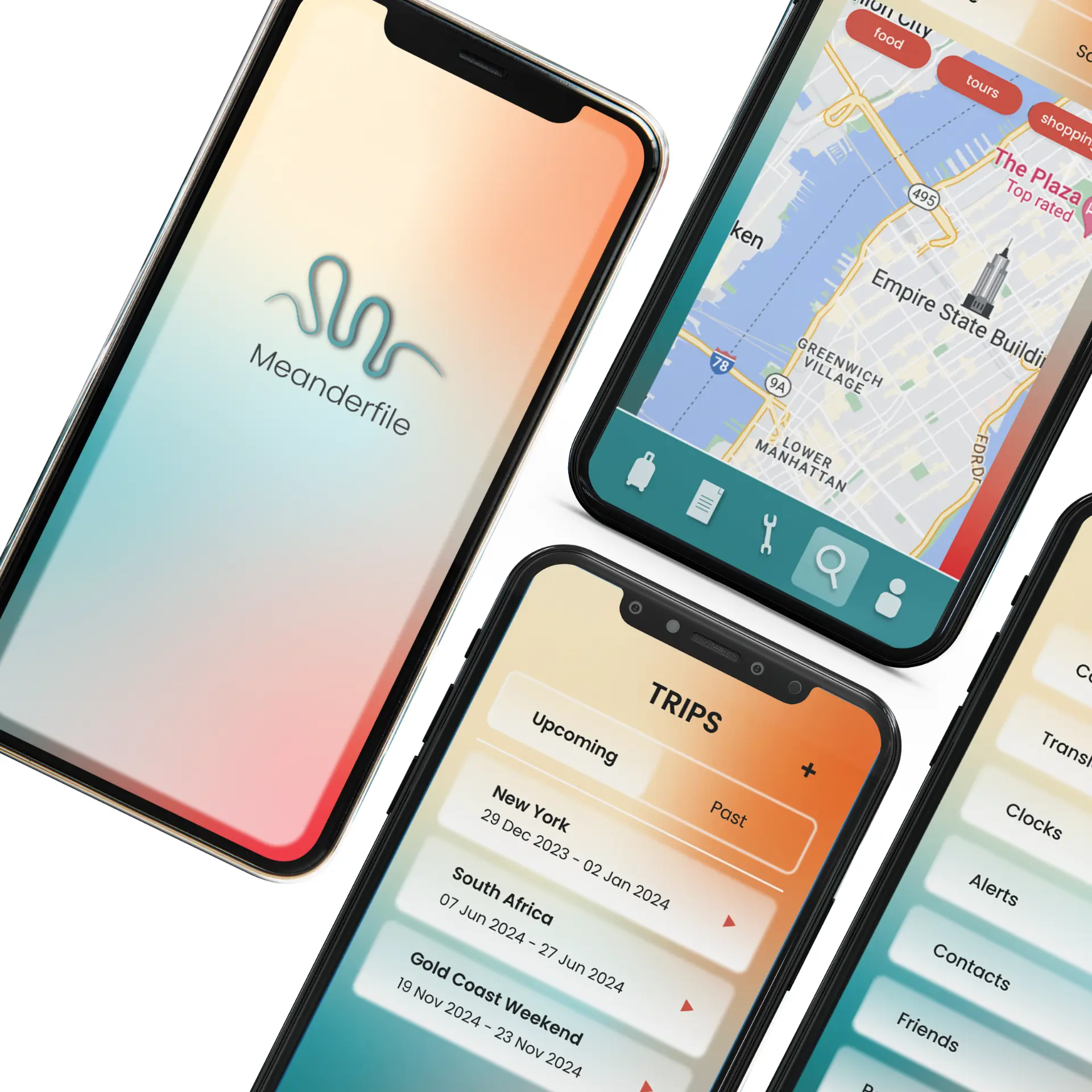 Travel App Design, Meanderfile